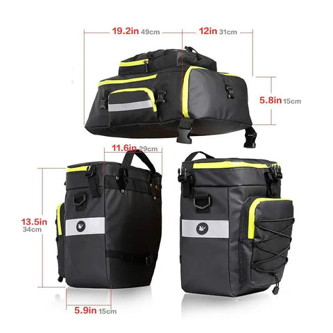 3 In 1 Bike Pannier Bag Set For Cargo Rack And Saddle With Shoulder Bag And Laptop Pannier Durable 1000D Polyester Waterproof