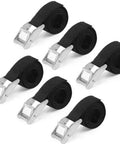 Heavy Duty 2 Ft By 1 In Ratchet Strap Set With Cam Buckle, Adjustable Lashing Tie Down Straps, Rugged Nylon Webbing, 6 Pack, Black