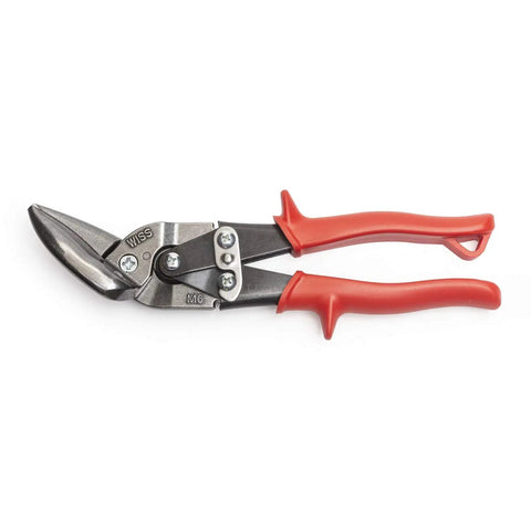 MetalMaster Offset Aviation Snips Set With M6R And M7R For Straight Left And Right Curves, serrated blades, red handles