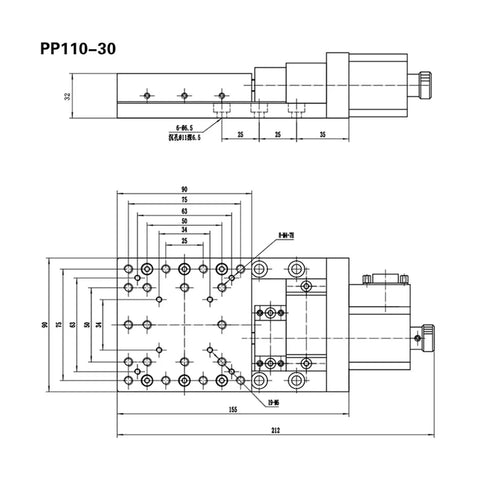 Technical drawing of Motorized Linear Stage Built Right For Dead Nuts Precise Translation Platform with dimensions.