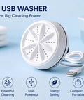 2-in-1 Mini Ultrasonic Washing Machine Portable USB Turbo Washer Compact Laundry Cleaner for Underwear Socks Baby Clothes
