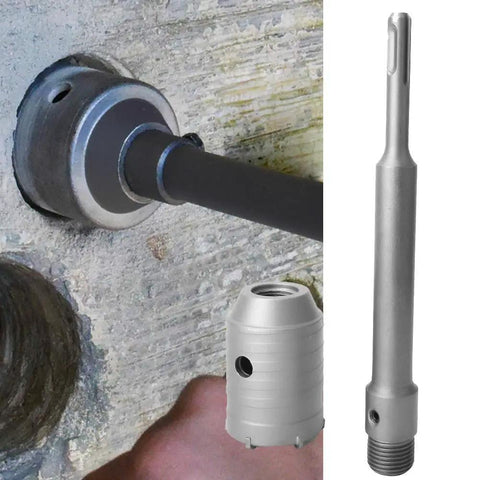 Heavy Duty SDS Shank Concrete Drill Bit With 200mm Rod And Carbide Tip For Wall Hole Cutting Stone Dust Removal Fast Work Great Deal Worth Every Buck, shown drilling masonry