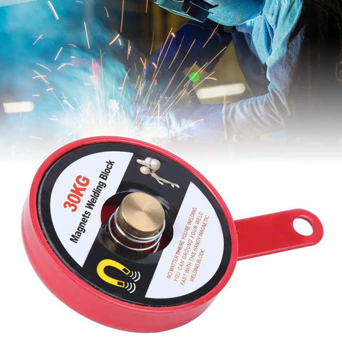 Heavy Duty Magnet Welding Block That Grips Tight As Glue For Stable Positioning Clamps, 30kg suction power, red alloy steel.