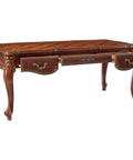Heavy Duty Cherry Oak Finish Executive Desk Legs with carved detail and bronze handles, ideal for elegant office setups.