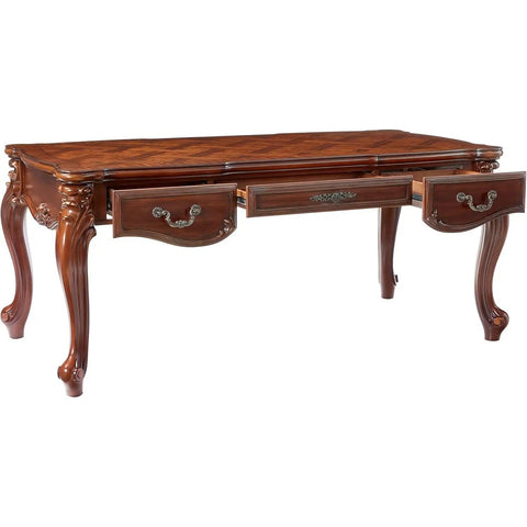 Heavy Duty Cherry Oak Finish Executive Desk Legs with carved detail and bronze handles, ideal for elegant office setups.