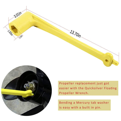 Lightweight Polymer Propeller Nut Wrench For One And One Sixteenth Inch Nuts Fits Mercury Mercruiser Alpha OMC Boats Over 40HP Easy To Use With Long Handle For Extra Leverage Rustproof Yellow Plastic