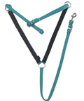 Nylon Padded Equestrian Browband Headstall With Reins And Breast Collar Set For Horse, Full Turquoise, durable design view.