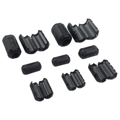 20 Pack Clip-On Ferrite Ring Cores For Dope RFI EMI Noise Suppression, Cable Clip Adapters Fit 3mm 5mm 7mm 9mm 13mm Diameter Cables, Black