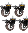 Badass Heavy Duty Swivel Casters With Dual Lock Brakes Smooth As Butter Rubber Wheels For Furniture set of four with M12 threaded stems.