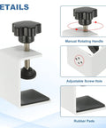 Heavy Duty C Clamps 2 Pack White Metal Desk Clamp With Protective Pads showing manual rotating handle and rubber pads