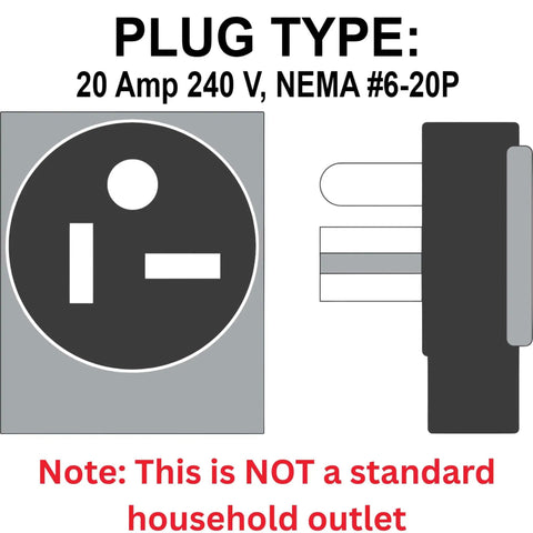 Plug type illustration for Heavy Duty 240V Electric Forced Air Heater For Garage And Workshop with 20 Amp NEMA #6-20P