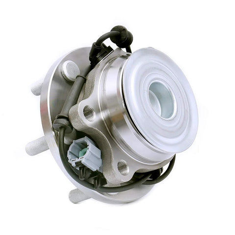 Front Wheel Hub Bearing Assembly Set Of 2 For 2005-2018 Nissan Frontier, 2005-2015 Xterra, 2005-2012 Pathfinder, 2009-2012 Suzuki Equator RWD 6-Lug ABS 2WD Only Durable Replacement Hubs For Smooth Steering And Quiet Ride, close-up view