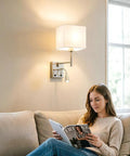 Bedside Swing Arm Wall Lamp With Dual Switch, Cozy And Lit Wall Sconce For Bedroom And Living Room, 3W LED 3000K Warm Glow