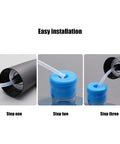 Installation steps for Portable Water Dispenser For 2 To 5 Gallon Bottles With USB Charging Pump shown on bottle cap.