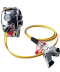 Genuine Heavy Duty Hydraulic Torque Wrench With Square Drive And 360 Degree Swivel Inlet For Pro Mechanics, includes pressure gauge and yellow hoses.