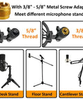 Rock Solid Aluminum Microphone Shock Mount For 53 To 58mm Condenser Mics Anti Vibration Suspension Holder Clip with metal thread adapter