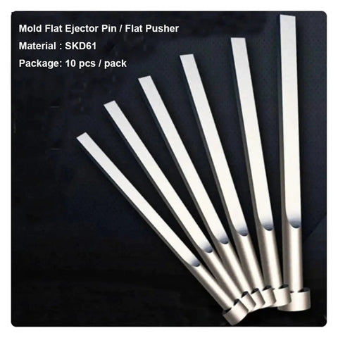 10 Piece SKD61 Straight Punch Ejector Pin Set for Plastic Molds Flat Blade Ejector Pins to Remove Ejector Ribs From Parts Heavy Duty