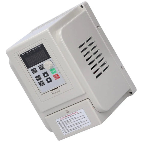 Variable Frequency Drive Inverter For Industrial Motors Single To Three Phase 110V Input 220V Output 1.5kW, beige casing with digital display