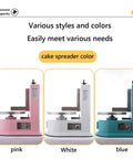 Smooth Operator Automatic Cake Cream Smoothing Machine With Button Press Controls And Custom Thickness Adjustments For Show Stopping Frosting Finishes Lightweight Pink Tool in pink, white, and blue colors.