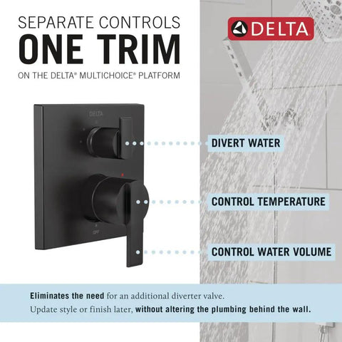 Angular Modern Shower Trim Kit Knockout Matte Black Integrated Diverter Bathroom Refresh Slick Plumbing Fixtures Dead Straight Flow Smooth Handling Rough Parts Sold Separate