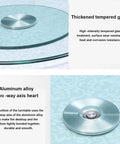 Tempered Glass Lazy Susan Turntable For Dining Table Go To Rotating Serving Tray 39 Inch Centerpiece Transparent Glass Plate