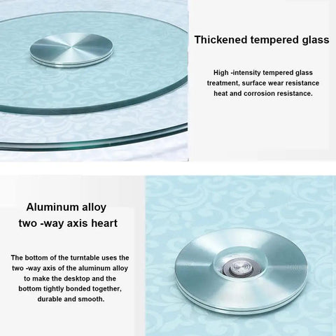 Tempered Glass Lazy Susan Turntable For Dining Table Go To Rotating Serving Tray 39 Inch Centerpiece Transparent Glass Plate