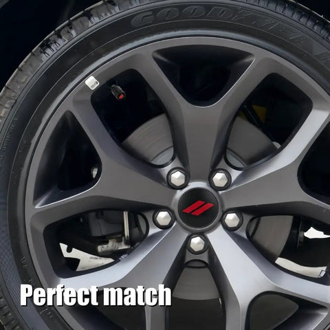 4Pcs Wheel Center Caps 63mm 2.5in With Valve Caps Black Red Pattern Replacement For Challenger Charger Durango And More Dope Look To Elevate Your Ride Everyday