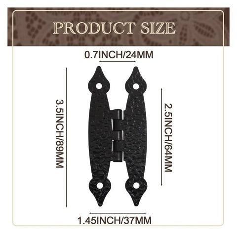 Heavy Duty 20 Pack 3 Point 5 Inch Black Antique H Hinges with dimensions for cabinets and doors