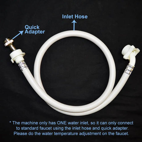 Inlet hose with quick adapter for No Sweat Super Compact 1.34 Cu Ft Portable Washing Machine Fully Automatic All In One Laundry Washer.