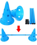 Rugged Outdoor Dog Training Stakes Portable Agility Pole Set For Running Jumping And Fetch Practice Durable Plastic Poles In Blue