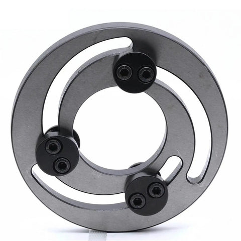 Hella Durable Adjustable Soft Jaw Boring Ring For Lathe Chuck Machine showing black custom grip pads, designed for center turning tasks.