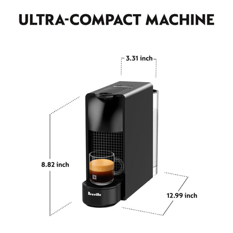 Tiny But Mighty Espresso Machine For Home Use With 25 Second Heat Up And Auto Shut Off, Barista Grade, dimensions labeled
