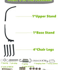 Parts for Heavy Duty Hanging Egg Chair Stand For Patio with stand, legs, bolts, springs, and tools included.