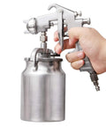 Heavy Duty Siphon Feed Spray Gun With 1.8Mm Nozzle For Straight Up Flawless Oil Based Or Latex Paint Jobs featuring metal cup and hand grip.