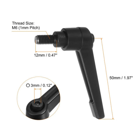 Set Of Four Beefy Aluminum Alloy Lever Handles Featuring M6 Male Thread Bolt Knobs With Slick Quick Release Push Button Design for M6 12mm lever.