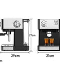 All In One Espresso Machine With Milk Frother Steam Wand And Semi Auto Pump, Compact Coffee Maker For Home Or Office
