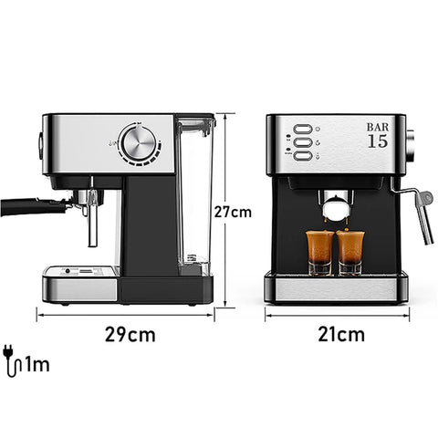 All In One Espresso Machine With Milk Frother Steam Wand And Semi Auto Pump, Compact Coffee Maker For Home Or Office
