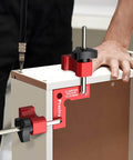 90 Degree Mini Positioning Squares Set of 2 in Red Aluminum Alloy Right Angle Clamps for Picture Frames Cabinets Drawers used on a cabinet