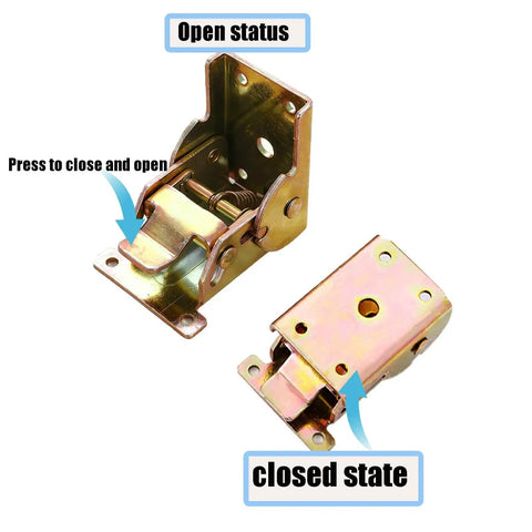 2 Pack 90 Degree Self Locking Folding Hinge Steel Foldable Bracket Hidden Hinge in open and closed positions