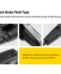 Diagram showing brake lever compatibility with DOT 5.1 Hydraulic Brake Fluid For Bike Disc Brakes, highlighting compatibility info.