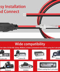 Heavy Duty 16AWG 1.5M CB Radio Power Cord 3-Pin 2-Wire With 15A Fuse, compatibility with major radio brands