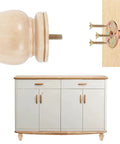 Four Pcs Solid Wood Furniture Legs Round Bun Feet Replacement For Sofa Cabinet Table With Floor Protectors And Easy Install