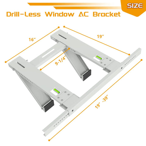 Drillless Window Air Conditioner Bracket For Easy Mounting, Heavy Duty Steel Support Up To 200lbs, Rust Resistant Epoxy Coated