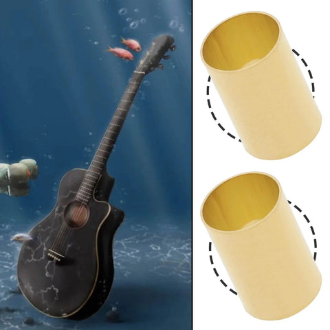 Brass guitar pot sleeves, 6.35 mm OD / 6.04 mm ID, to convert split-shaft pots to solid (2 shown)