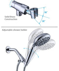 Handheld Shower Head With High Pressure And 6 Spray Settings Detachable Design showing solid brass holder and adjustable bracket
