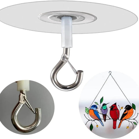 Heavy Duty Peel And Stick Ceiling Hooks Two Pack with safety clasp for hanging indoor plants and decor without drilling.