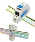 Heavy Duty Din Rail Power Supply 15 Watt 12 Volt Direct Current 1.25 Amp Output mounted on guide rail for industrial use.