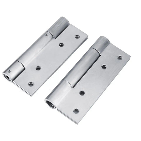 2 Pack Self Closing Door Hinges With Hydraulic Buffer For Quiet Smooth Auto Close, shown flat with screws visible