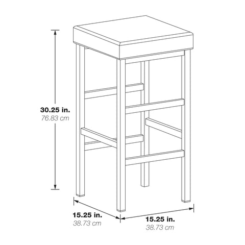 Dimensions of Backless Bar Stool With Gold Frame And White Vinyl Cushioned Seat 30 Inch Counter Height Glam Modern Style Gold Finish Legs