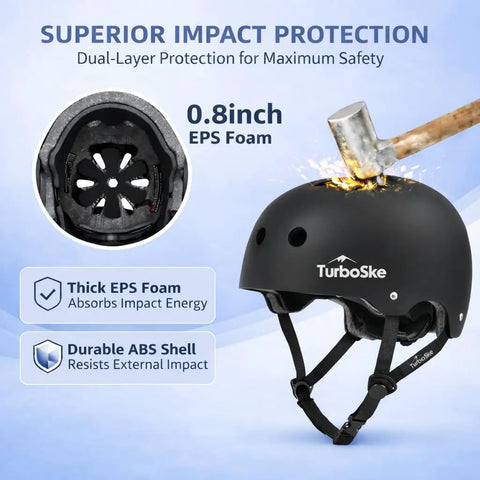 Multi Sport Helmet For Skateboard BMX And Bike, Lightweight Black Protective Gear With 11 Vents, hammer impact test
